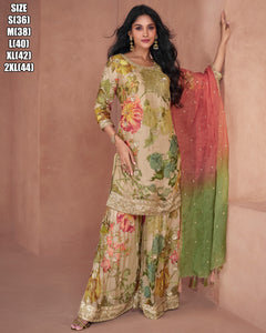 Long top floral sharara style - readymade