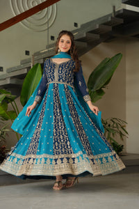 Two coloured panelled anarkali