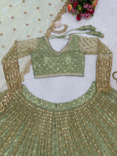 Mint green and gold sequins Lehenga