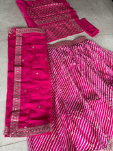 Pink Leheriya print organza lehenga