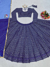 Royal and navy blue sequinned Lehenga