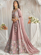 Pink rosegold chiffon sequinned Lehenga