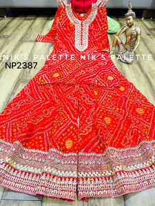 Niks collection - 3 piece bandhani suit in red