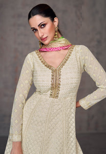 Janisha - readymade off white georgette anarkali