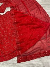 Red vichitra silk embellished Lehenga