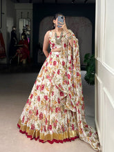 Chiffon florals readymade Lehenga in white
