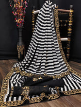 Black and white weightless saree