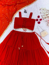 Red tiered readymade chaniya choli