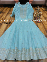 Niks collection - light blue modal chanderi anarkali (plus size option)