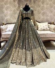 Silvery grey georgette Lehenga