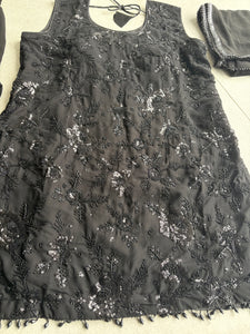 Black sequinned sharara set (plus plus size)
