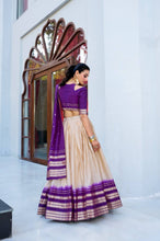 Chanderi silk elegant lehenga in off white (skirt stitched)