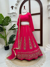 Flowy chinon hot pink lehenga