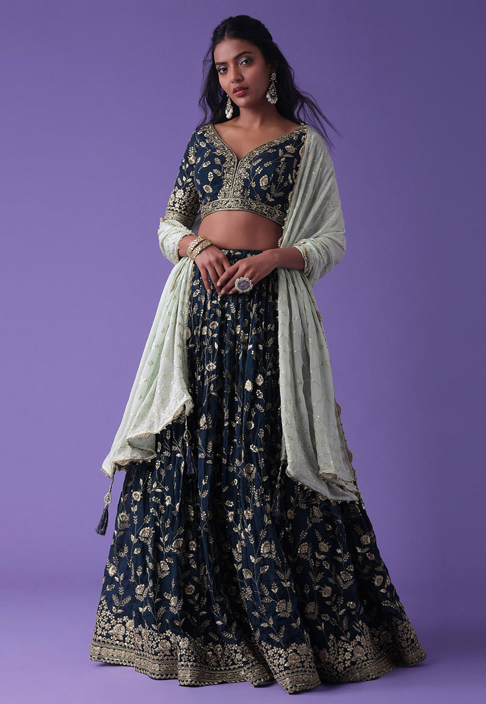 Karla collection - navy blue Georgette Lehenga
