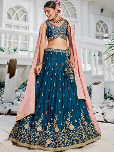 Navy blue and pink Lehenga