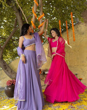 Pure georgette lilac plain Lehenga