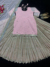 Baby pink long top Lehenga