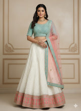 White and aqua lehenga