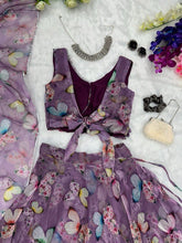 Purple butterfly print readymade Lehenga