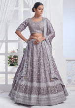 Light purple pure chiffon wedding Lehenga