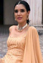 Peach georgette flared sharara (sleeves available) (plus size too)