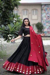 Black and maroon mirror work readymade Lehenga