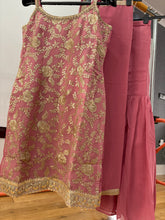 Dusty rose sharara with gold floral detailing