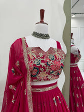 Red georgette floral embroidered Lehenga