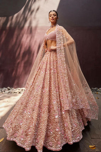 Peach floral pearl Lehenga