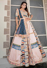 Peach and rama green Lehenga choli - readymade (matching men’s kurta available)