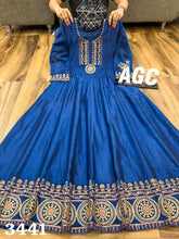 AGC  Collection- blue chanderi silk gown (plus size options)