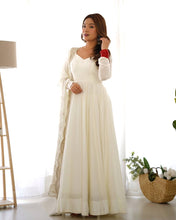 Off White Roman silk anarkali set readymade