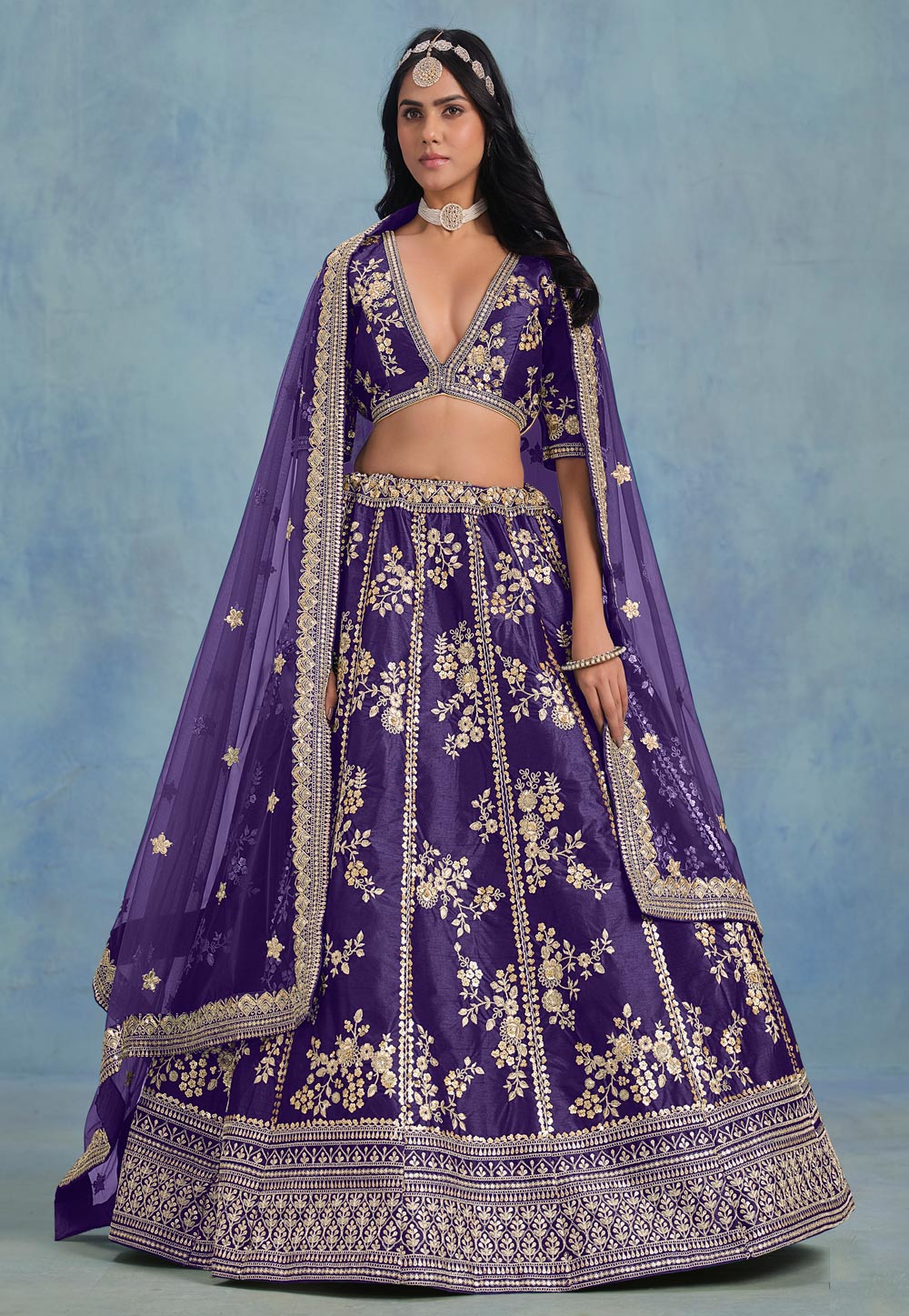 Purple art silk Lehenga
