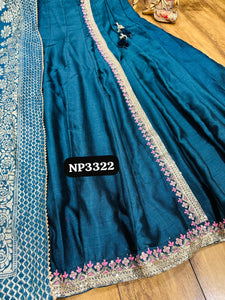 Niks collection - blue angrakha silk gown (plus size option)