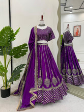 Purple and gold chinon silk Lehenga