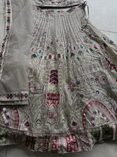 Grey stone thread embroidered lehenga
