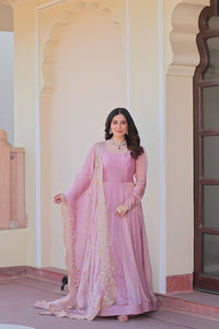 Blush pink chiffon gown readymade