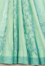 Sea green georgette floral and sequins Lehenga