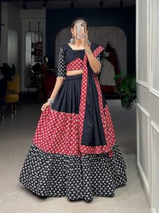 Multiple printed fabric pure cotton readymade Lehenga