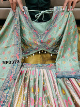 Niks collection - Pastel sage crepe silk printed lehengal