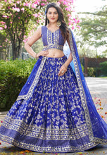 Royal blue dola silk jacquard Lehenga