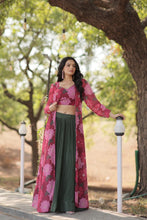 Green georgette readymade Lehenga with shrug