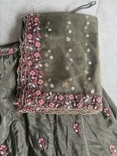 Olive Green Embroidered Floral Lehenga