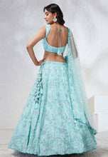 Sky blue and silver georgette Lehenga