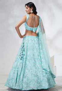 Sky blue and silver georgette Lehenga