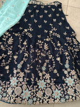 Navy blue organza sequins lehenga