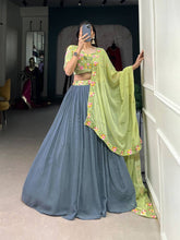 Grey and pista green georgette Lehenga