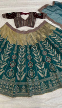 Green and gold silk Lehenga