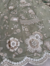 Pista Green Embroidered tissue fabric Lehenga