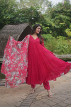 Alia cut readymade 4 layer salwaar kameez in rani/black and wine